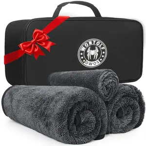 3-Pack Car Drying Towel with Storage Bag, Drying Towels Car Detailing, Ultra Absorbent Microfiber Towels for Cars and Trucks (2 * 35" x 24", 1 * 11.8''x11.8''), Streak Free, No Water Spots