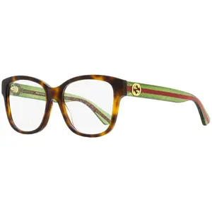 Gucci Square Eyeglasses GG0038ON 002 Havana/Red/Green 54mm 38