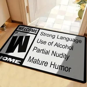 Letter Pattern Door Mat, Non-slip Washable Floor Mat, Decorative Carpet for Home Living Room Bedroom Kitchen Hotel, Welcome, Strong Language, Partial Nudity