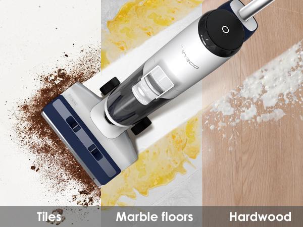 Tineco iFLOOR 5 Breeze Complete Wet Dry Vacuum Floor Washer One-Step Cleaning for Hard Floors Edge Clean Auto Self-Cleaning Lightweight Cordless Design Blue - Household Appliances