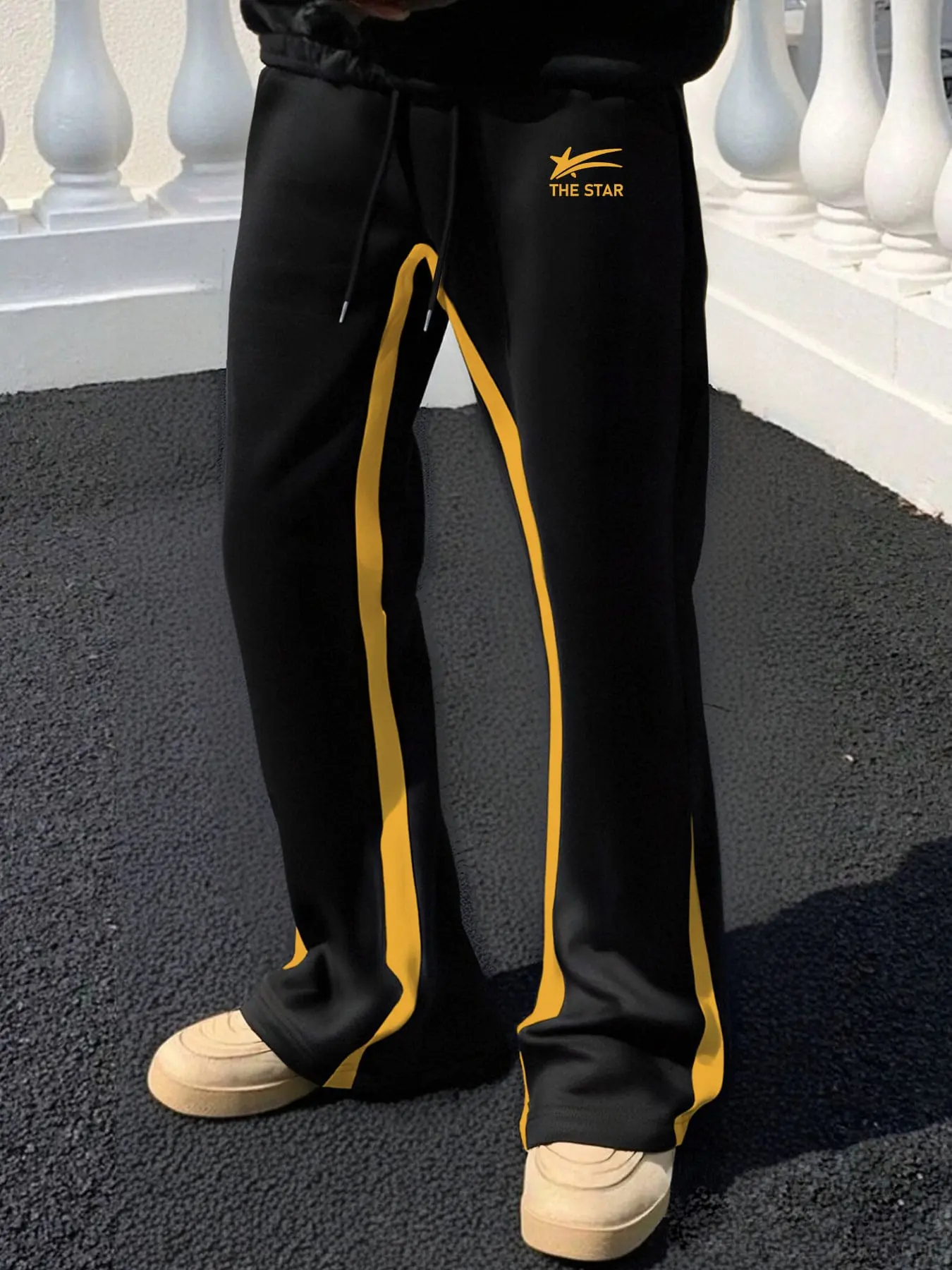 Men's Casual Sport Pants, Casual Athletic Pants, Athleisure Pants, Letter Print, Colorblock Design, Drawstring Waist, Relaxed Fit, Perfect for Daily Wear & Street Style, Colorblock Sweatpants, Casual Sport Trousers