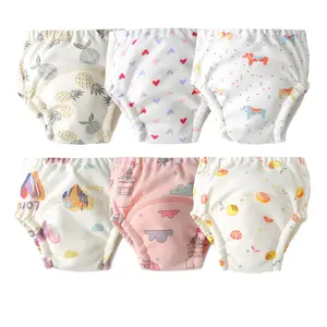6-Pack Baby Girls Training Underwear Cotton Cute Toddler Underpants Waterproof Potty Training Panties Breathable Soft Girls Pee Assorted Panties Clothing