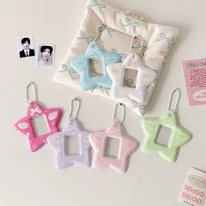 Colorful Star Bow Card Holder Keychain, Cute Girl ID Photo Display Frame, Kpop Fan Merchandise, Perfect Gift for Girls