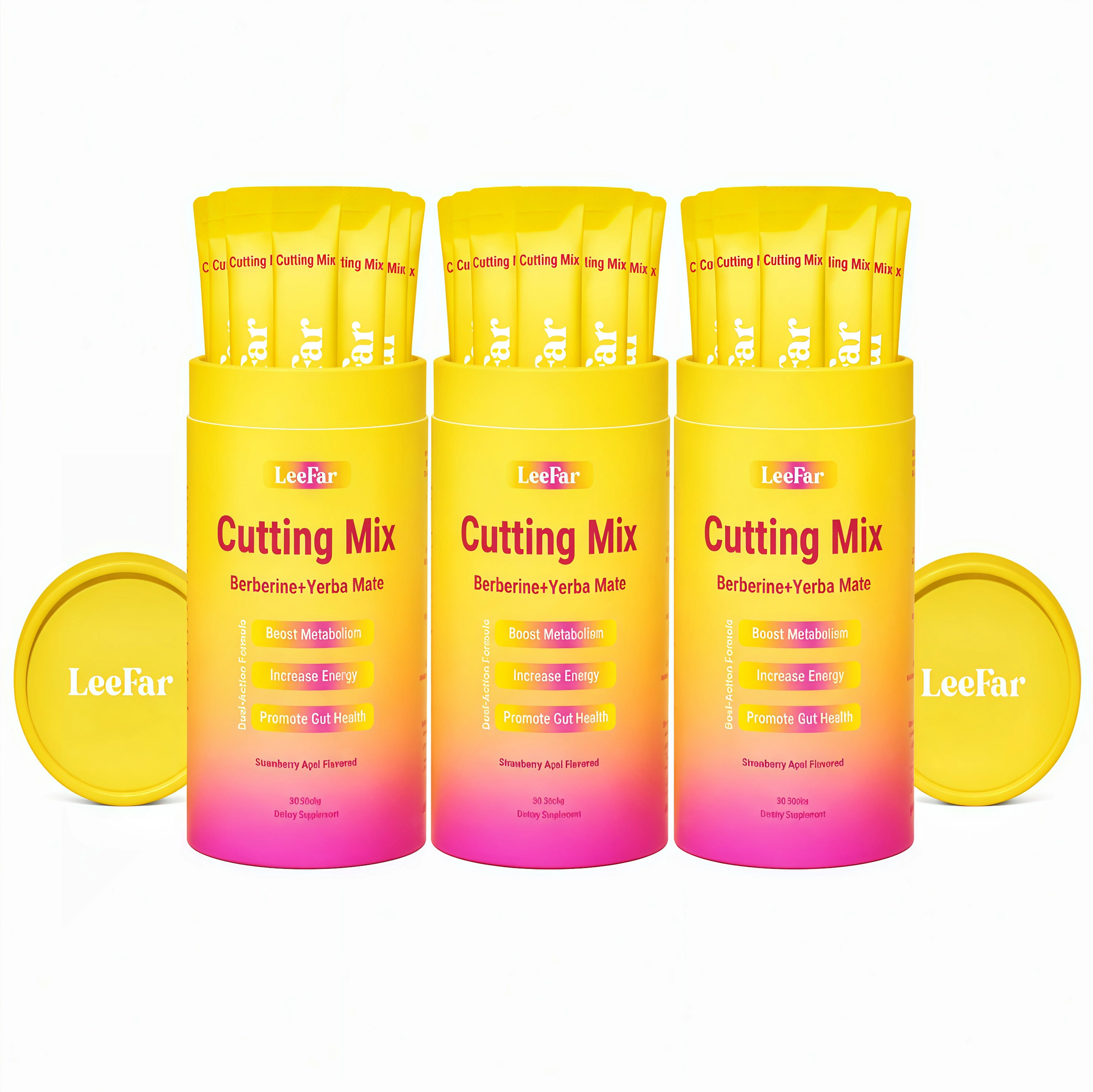 3 Pack LeeFar Cutting Drink Mix – | FD Strawberry Açaí Flavor – | (30 Servings)