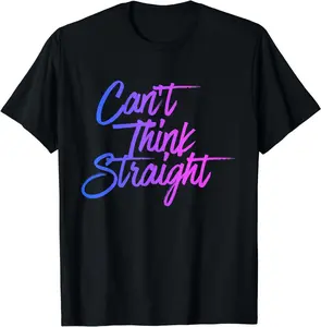 Can't Think Straight Funny Bisexual Bi Pride Flag Cotton T-Shirt pride  parade  outfits Fabric Fashion
