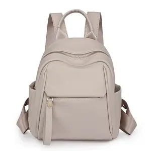 Backpack Purse for Women PU Leather Small Backpack Fashion Multi Pockets Casual Daypacks Ladies Travel Shoulder Bags Grey