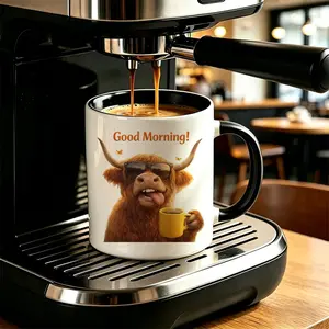 Funny Cow with Sunglasses Coffee Mug, 11 Oz Ceramic Cup, Inspirational Gift for Parties, Festivals, Restaurants & Cafes