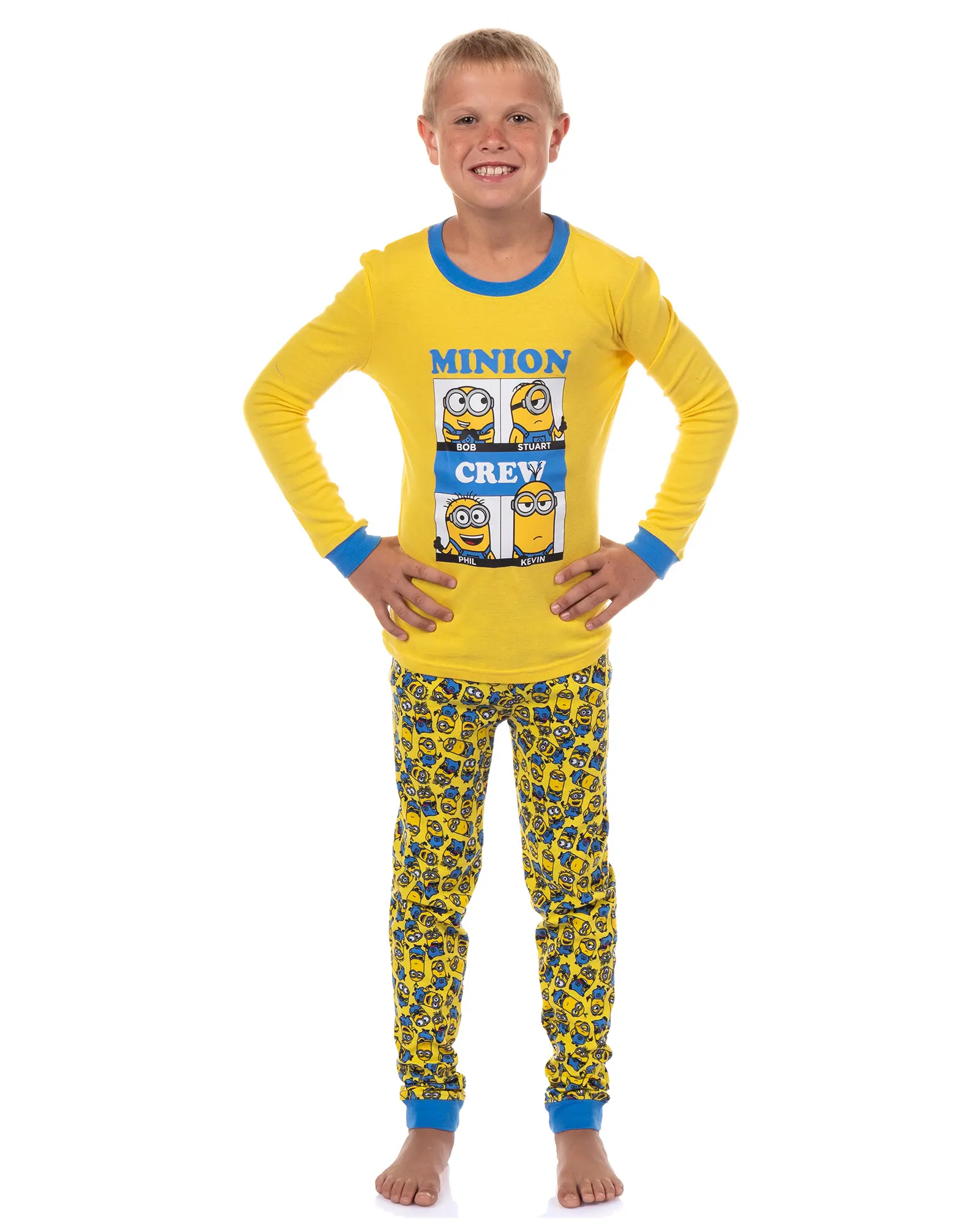 Despicable Me Boys' Minions Crew Bob Stuart Phil Kevin Tight Fit Sleep Pajama Set