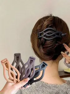 4pcs Resin Solid Color Floral Hair Clip For Women Ponytail Clips, Barrettes Hair Clips, Hair Accessories Gifts, Twisted Barrette Frosted French Grip Back Head Styling Accessory