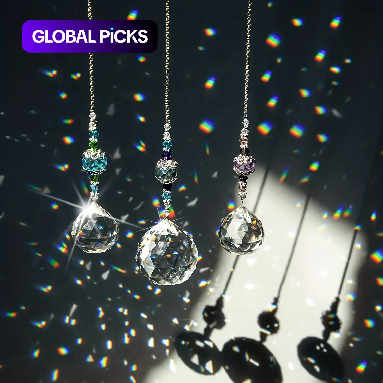 1/3 Pcs Clear Crystal Prism Suncatcher Ball, Rainbow Maker Hanging Window Decor, Yard and Garden Decoration Accessory #GLOBAL PICKS