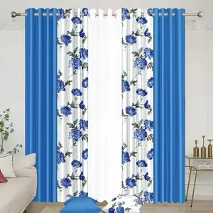Blue Floral Grommet Top Curtains for Living Room - Blackout Drapes with Blue and White Design - Ideal for Bedroom and Home Decor