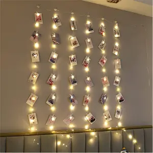 3.3×5ft Short Curtain Lights with 8 Hook for Small Windows, 96 LED Warm White Photo Clips String Light with 52 Clear Clips, Remote Control 8 Modes USB Fairy Lights for Bedroom, Party, Wall