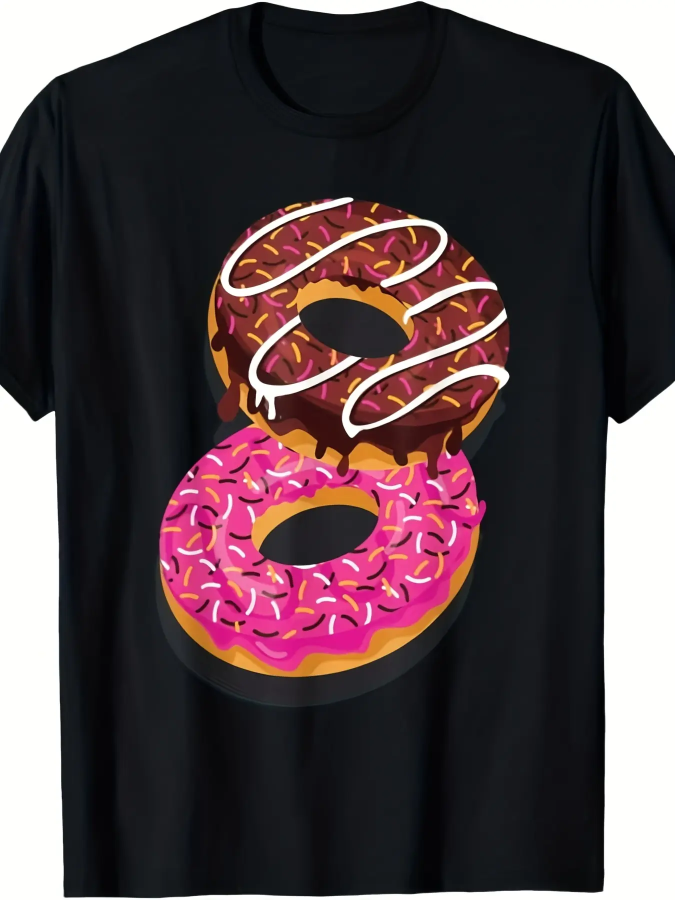 Donut Sweet Dessert Snack Funny Doughnut Food Love unisex soft cotton short sleeve t shirt, vintage graphic casual tee for men women teens, perfect birthday holiday gift for camping travel gym daily street  wear