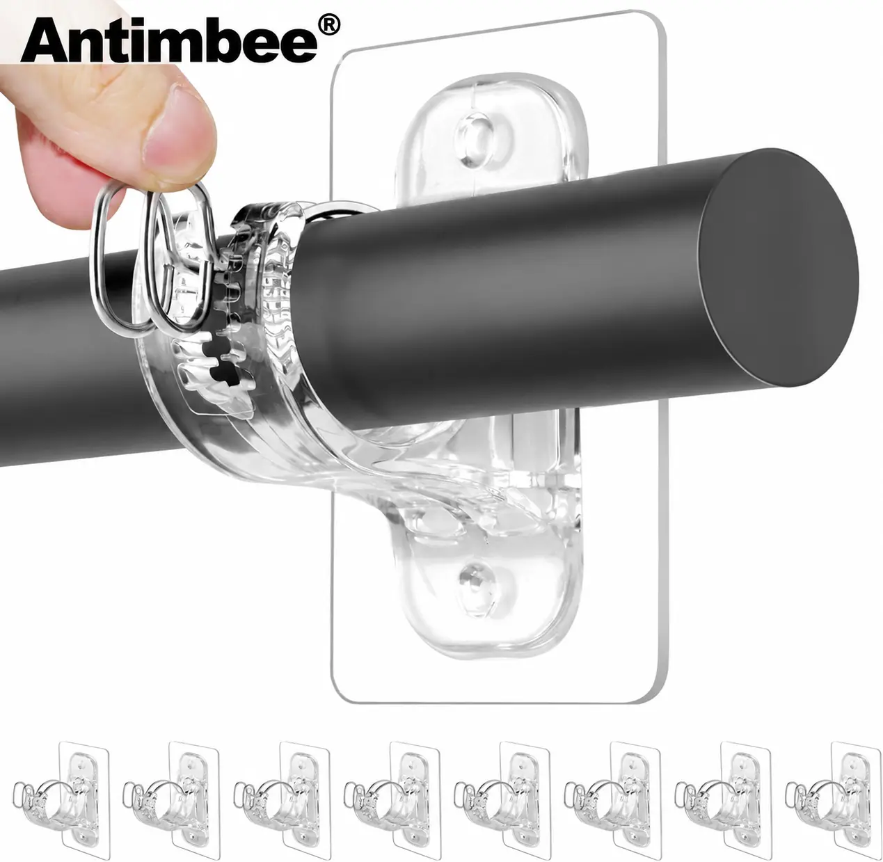 Antimbee 8-pack No Drill Adhesive Curtain Rod Brackets, Sticky Curtain Rods Hooks, Nail Free Adjustable Curtain Hanger for Wall, Bathroom, Kitchen, Fallhomedecor, Sohochic