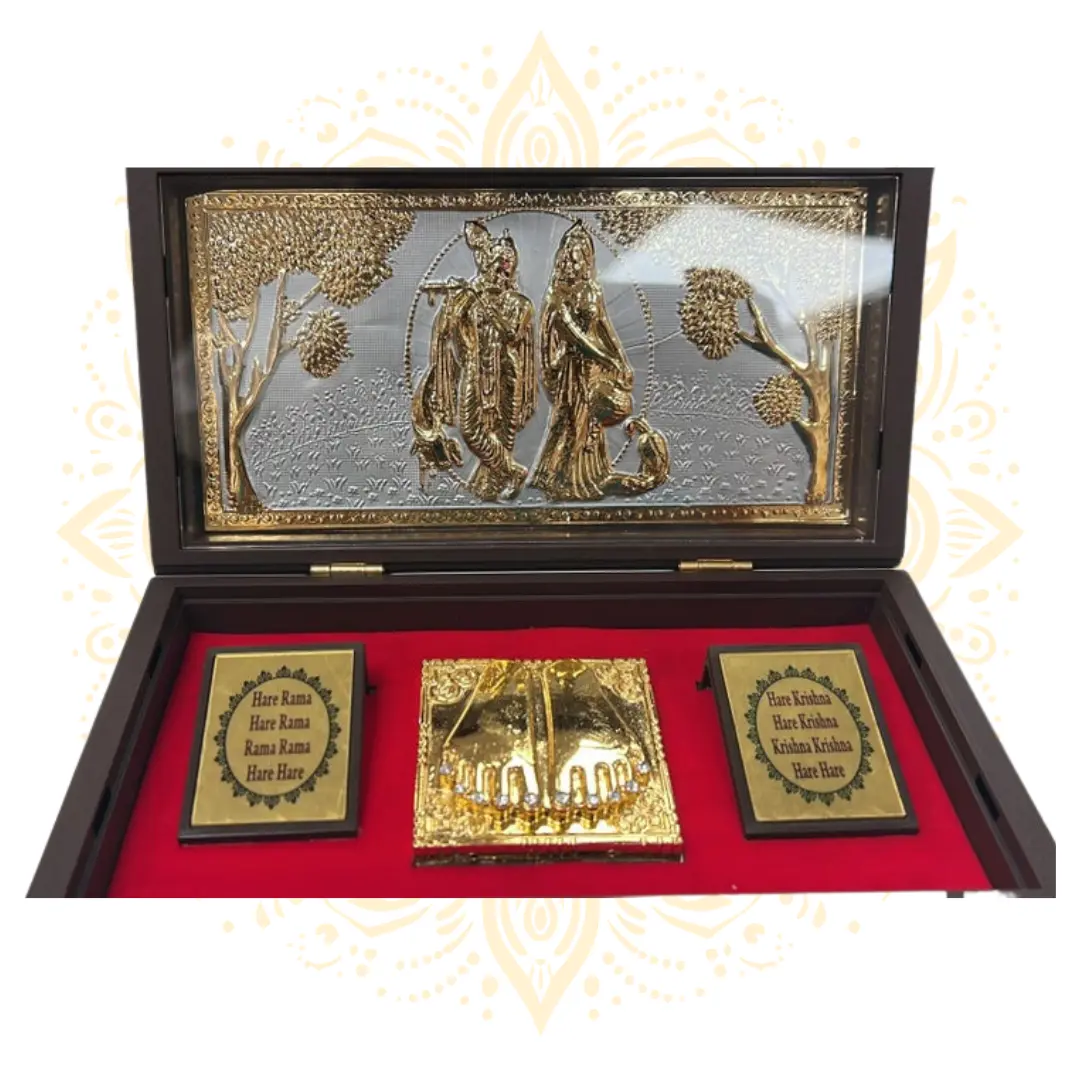 Radha Krishna Gift Box w/ Lotus Feet