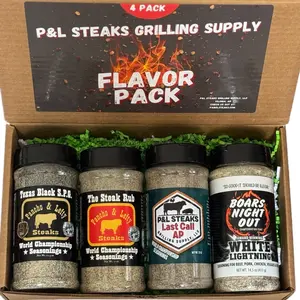 Flavor Bundle 4 pack Set - Ultimate All-Purpose Bundle-Texas Black SPG, The Steak Rub, Last Call AP, Boars Night Out White Lightning- spices and seasoning Garlic all-purpose seasoning trending recipes