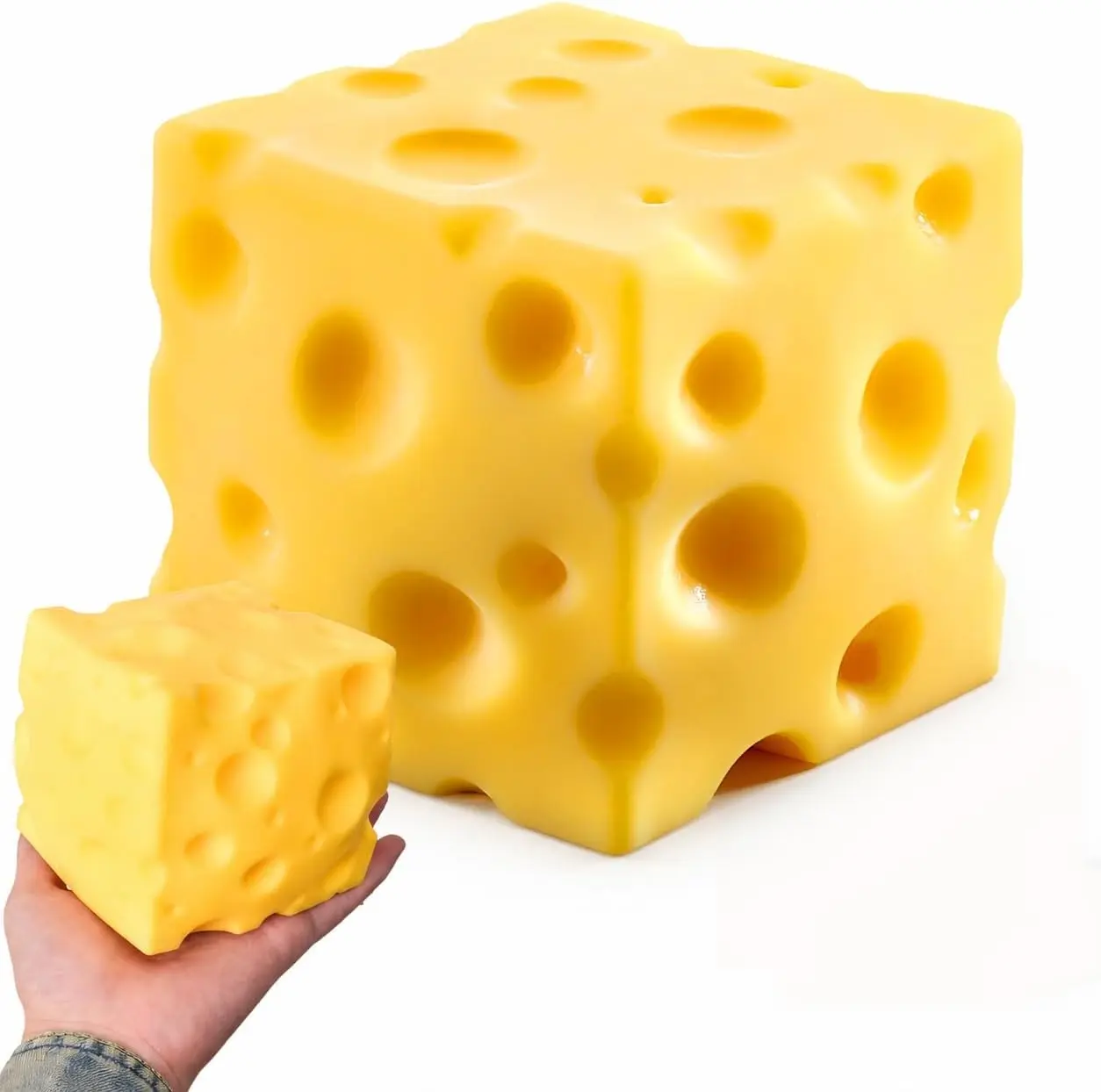 Jumbo Cheese Squishy Toy – Giant Soft Cheese Block Sensory Stress Relief Fidget Toy, Slow Rising Squeeze Toy for Kids & Adults