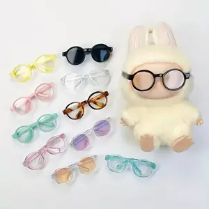 6/ 9pcs Clear Plastic Glasses Set - 2.56 Inch Mixed Color Frame (Black, White, Pink, Yellow) with Translucent Lenses - Labubu Doll Accessories, Mini Handmade Collectibles, Fashion Doll Accessories, Compact Design, Fine Craftsmanship, Essent