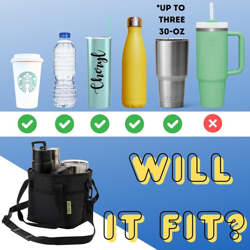 Family Size 4 Compartment Drink Bag, Multiple Tumbler Carrier Caddy Family Size 4 Compartment Drink Bag, Multiple Tumbler Carrier Caddy