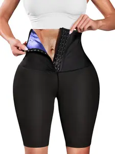 Breasted Adjustment Butt Lifting Yoga Sauna Sweat Shorts, Tummy Control High Waist Skinny Fitness Shapewear Shorts For Wight Loss, Women's Activewear