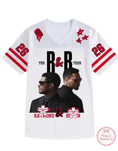 Breezy Brown and U Raymon and Brown R&B Tour Football Football Jersey, Cotton Top Menswear Womenswear