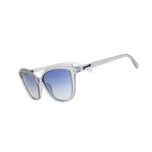 goodr My Light Wash Legacy Medium Size (Pounce G) Translucent Light Purple Frame with Blue Lens, UV400, No Slip No Bounce No Tangle