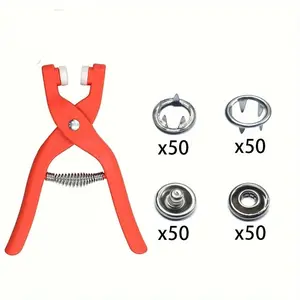 50-Piece Snap Button Set with Hand Pressing Pliers, Perfect for DIY Crafts, Easy to Fasten Clothes, Bags, & Hats in Sky, Sewing Tools