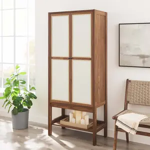 Modway Capri Tall Wood Grain Standing Storage Cabinet in Walnut