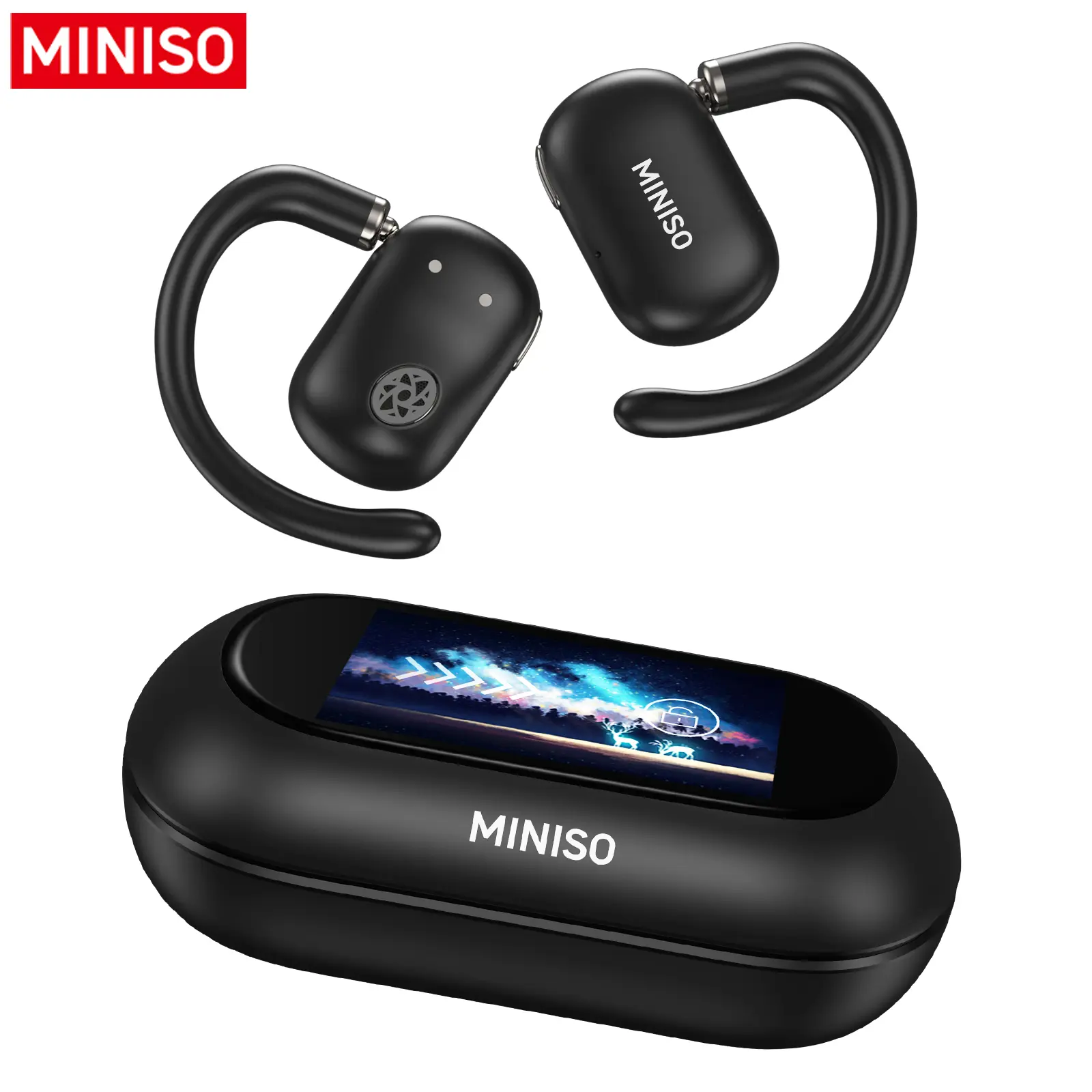 MINISO MS159 Open Wireless Earphones LED Full-color Touch Screen Ear Hooks Adjustable Angle Hearphones HIFI Sound Support Voice Calls, Sports and Fitness