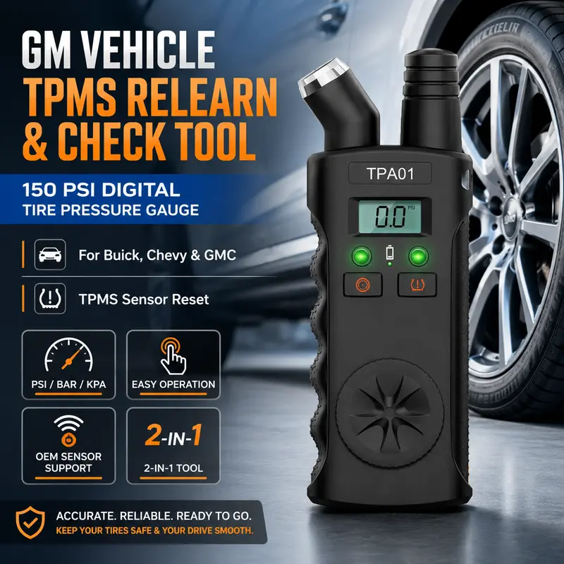 [For GM Vehicles] TPMS Relearn & Check Tool for GM Group Vehicles, 150 PSI/Bar/KPA Digital Tire Pressure Gauge, Car Repair Tool for Buick, Chevy, GMC Tire Sensor Reset tiktokshopspringglowup#Summervibes