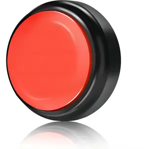 Record Talking Button Easy Button Recording Voice Button Funny OfficeToys Multifunctional Dog Buttons Talk for Communication-Classroom-Friendly Recordable Sound Buttons Buzzer Button(Black+Red