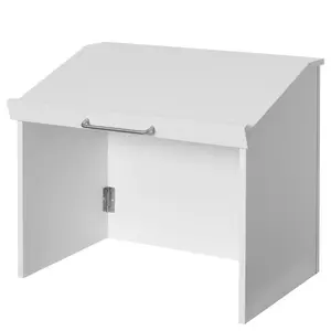212 MAIN Foldable Tabletop Portable Podium, White, Easy Setup, for Church and Office Use