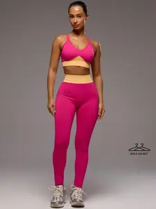 DORRIS Sport Contrast Cross Back Shorts Bra And Thick Waistband Leggings Active Set Sport Workout Gym Pilates Fitness Daily Girly Casual Hot Sweat Summer