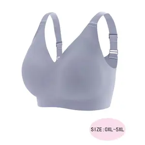 Plus Size Seamless Jelly Bra with Wide Straps & Removable Pads - No Underwire,Smooth Texture Minimalist Womenswear push bra bras women strapless bra Green Basic Beige Black