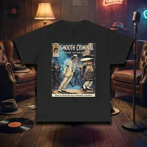 Michael Jackson Smooth Criminal Graphic Tee, Noir Comic Art Print Youth Shirt, MJ Unisex T-Shirt, Perfect Gift For Men, Women, And Kids