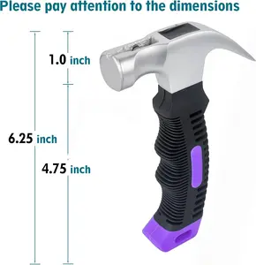 Small Claw Hammer - Mini Hammer for Women&Kids, Camping Hammer, Stubby Tack Hammer, Nail Hammer with Magnetic (Purple) Hand Tools Home