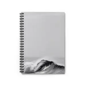 Monochrome Ocean Wave Spiral Notebook | Ruled
