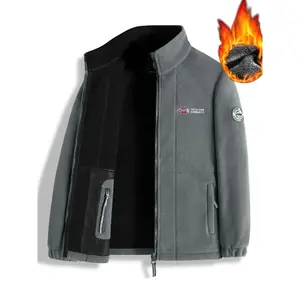 Men’s thick fleece jacket, stand-up zip-front jacket, new lamb fleece top for winter, warm coat for autumn and winter