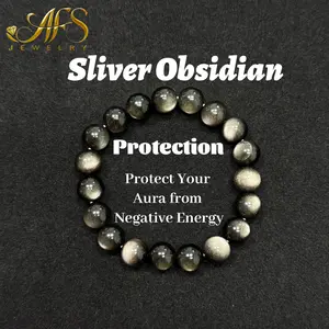 AFS Crystal Empath Guardian Bracelet Silver Obsidian Protection Jewelry for Energy Shielding & Emotional Balance Daily Wear Spiritual Gift for Highly Sensitive People Mental Clarity