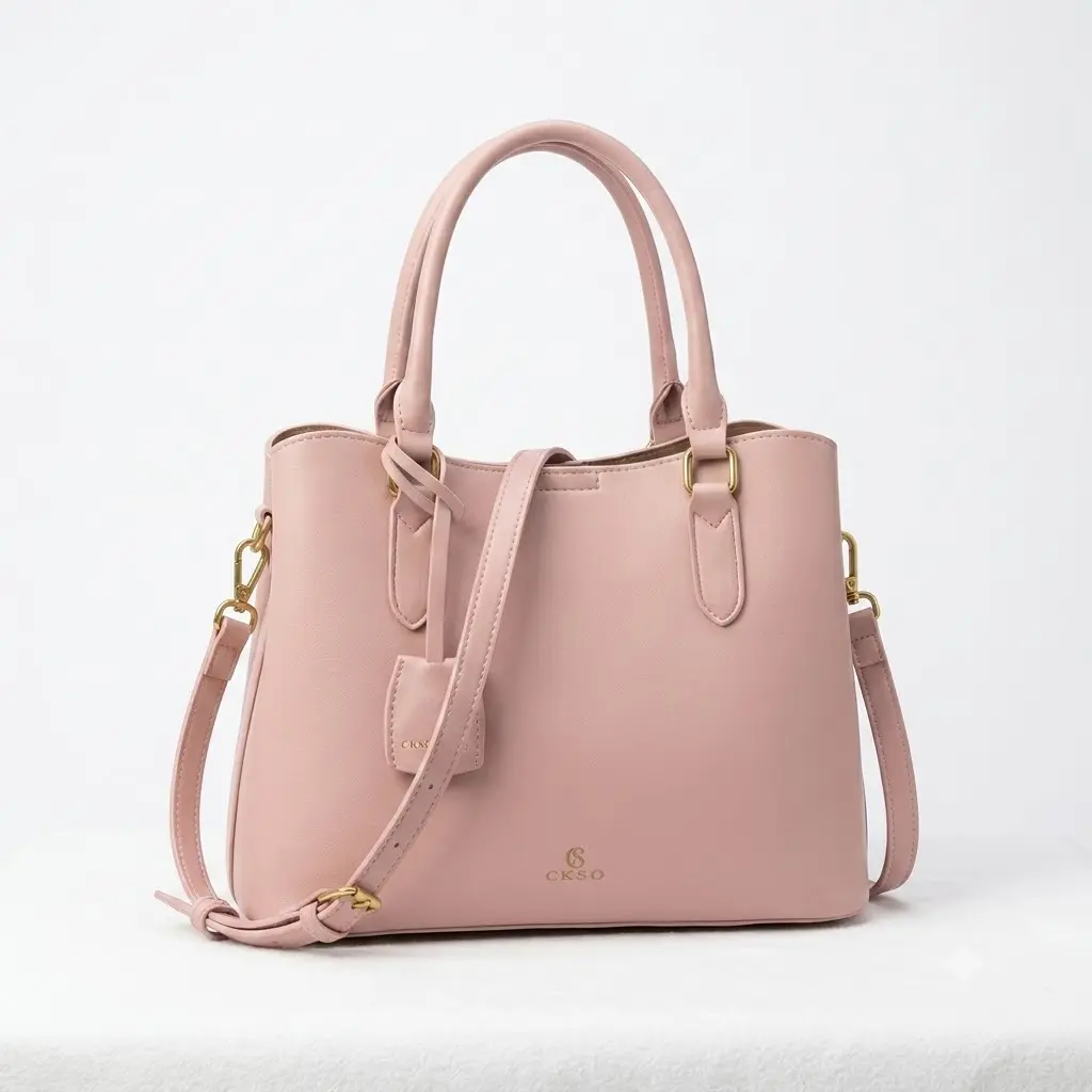 CSKO Luxe Leather Satchel Bag | Elegant Pink Crossbody & Handbag with Removable Strap | Everyday Work & Date Tote
