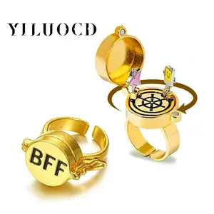 YILUOCD 2 Pcs Anime Couple Opening Adjustable Rings Forever Best Friend Spinner Ring Aesthetic Cartoon Bff Friendship Jewelry