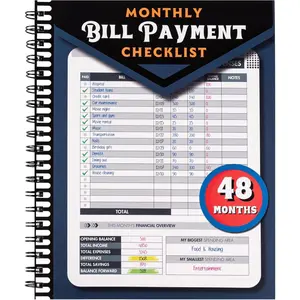 Monthly Bill Payment Checklist: Bill Tracker Notebook With Spiral Binding 8"x10" 4-Year Guide for Families & Money Managers, 960 Billing Records Included (Blue)