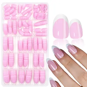 160PCS Short Oval Nude Pink Press on Nails- French Tip Gel Nail Fake Nails, French Tips Nails, 16 Sizes Nails Kit, Reusable False Nails, Natural Round Fake Nails - Nude Pink Short Almond Oval