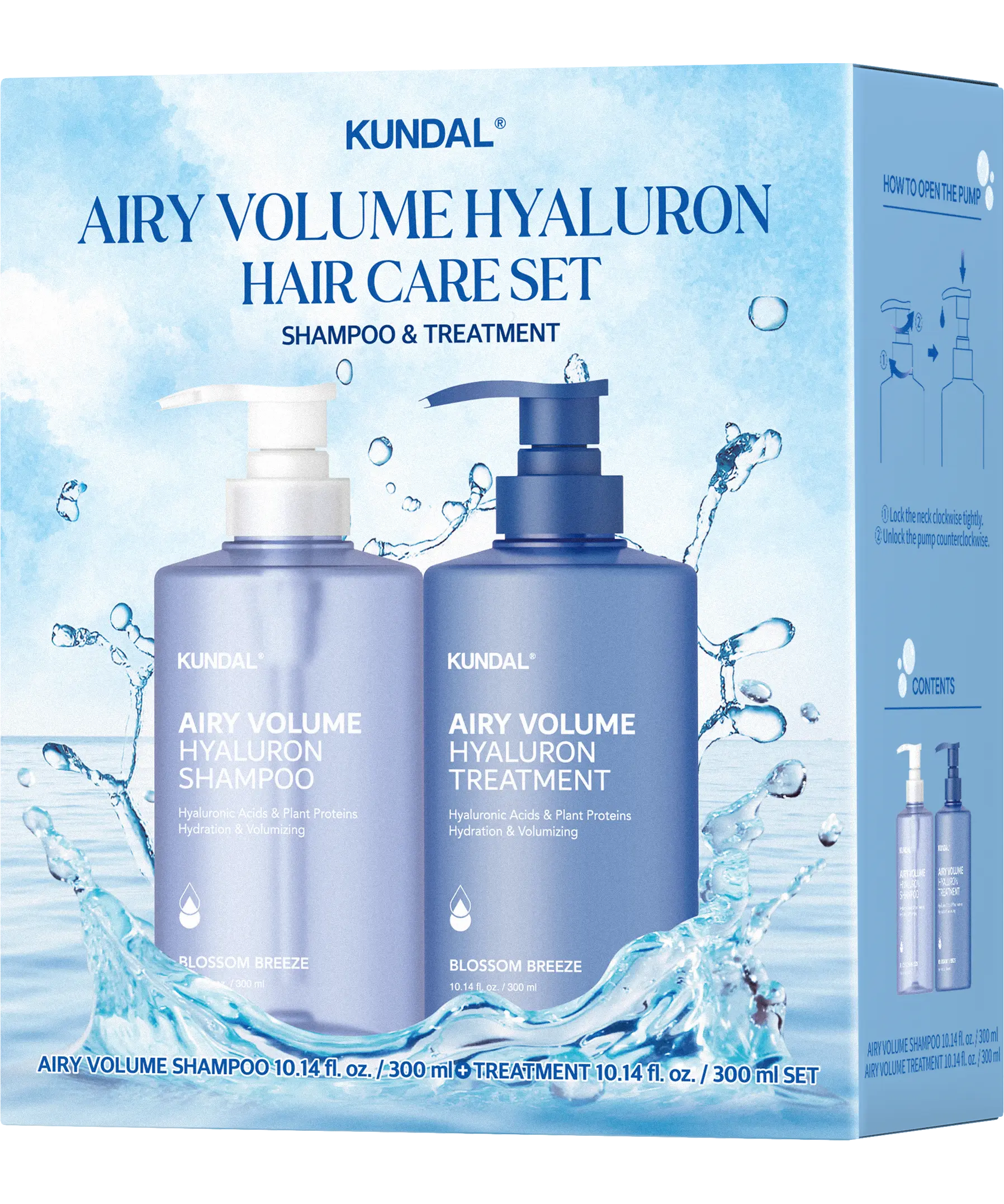 KUNDAL Airy Volume Hyaluron Shampoo and Conditioner Set 10.14 fl. oz Each, Blossom Breeze