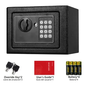 Sekam 0.23 Cu. Ft Fireproof Safe Box, Digital Password Security Safe with Sensor Light & Key Lock, Black Safe for Cash Jewelry Home Office Hotel