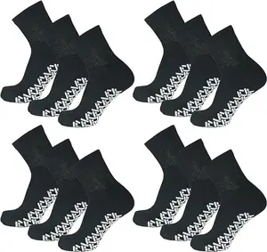 3-12 Pairs Men's Ankle Gripper Non Skid Diabetic Socks Non Binding Loose Fit Top