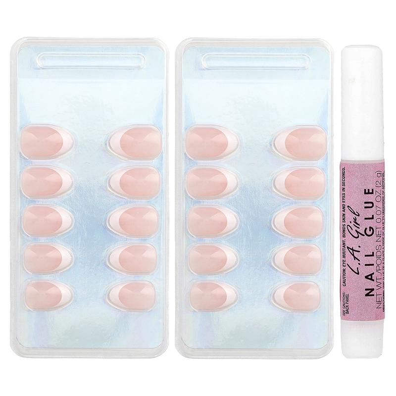 L.A. Girl Oh So Shiny Artificial Nails, Gel Shine Nail Tips, GNT155 Modern French Tip, 25 Piece Kit