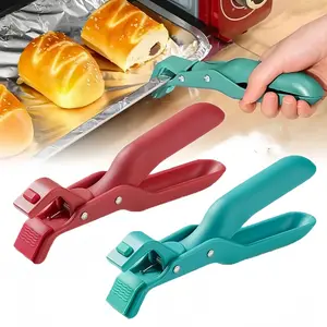 【2Counts】 Hot Plate Gripper,Multi-Purpose Anti-Scald Tool for Bowls, Plates,Pans,Serving as Holder,Clip in Kitchen Red & Green.