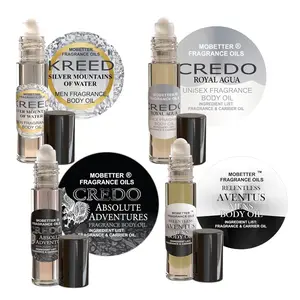 MOBETTER FRAGRANCE OILS Unisex Perfume Body Oil Bundle - Set of 4 Roll-On | Silver Mountain Water, Royal Water, Absolute Adventures, Relentless Aventus | Long Lasting, Travel Friendly, Alcohol-Free
