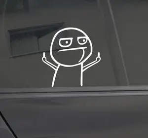 2Pcs  Middle Finger Smilie Emoji Car Sticker Car Decal Sticker Vinyl